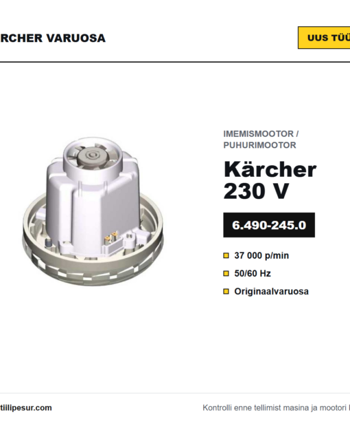 Kärcher 230 V imemismootor, uus tüüp, varuosakood 6.490-245.0