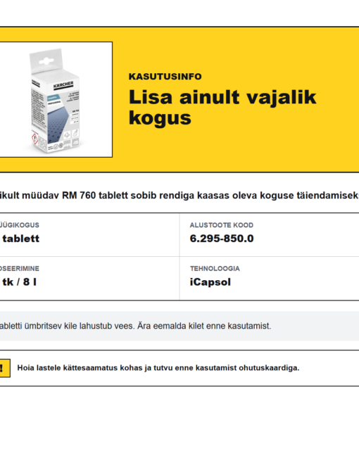 Kärcher CarpetPro RM 760 iCapsol puhastustablett, 1 tk, detailid