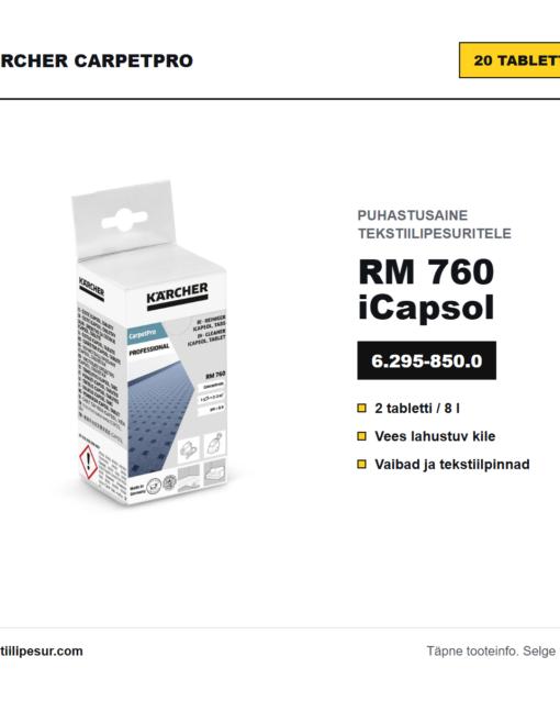 Kärcher CarpetPro RM 760 iCapsol puhastustabletid, 20 tk, ülevaade