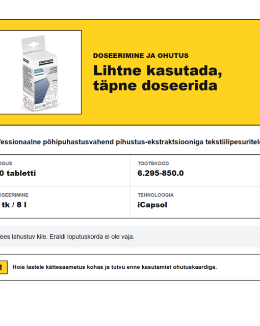 Kärcher CarpetPro RM 760 iCapsol puhastustabletid, 20 tk, detailid