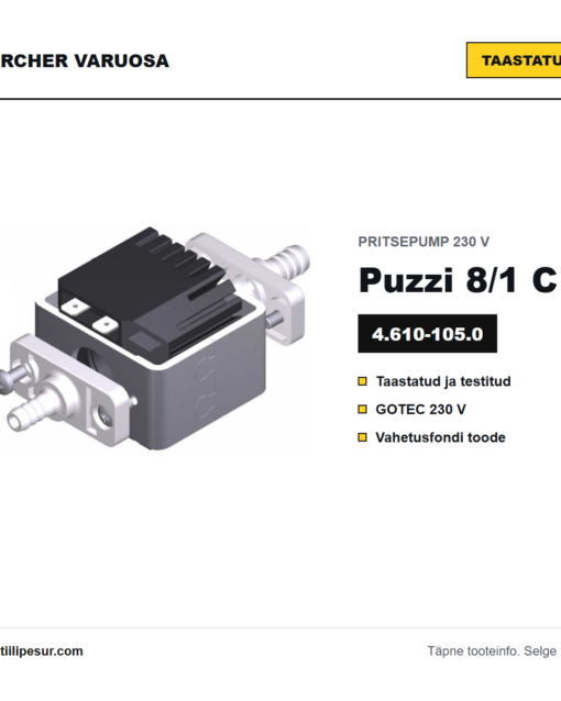 Kärcher Puzzi 8/1 C taastatud pritsepump 230 V, ülevaade