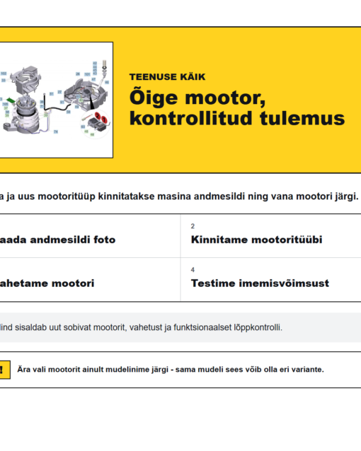 Kärcher Puzzi imemismootori vahetus uue mootoriga, detailid