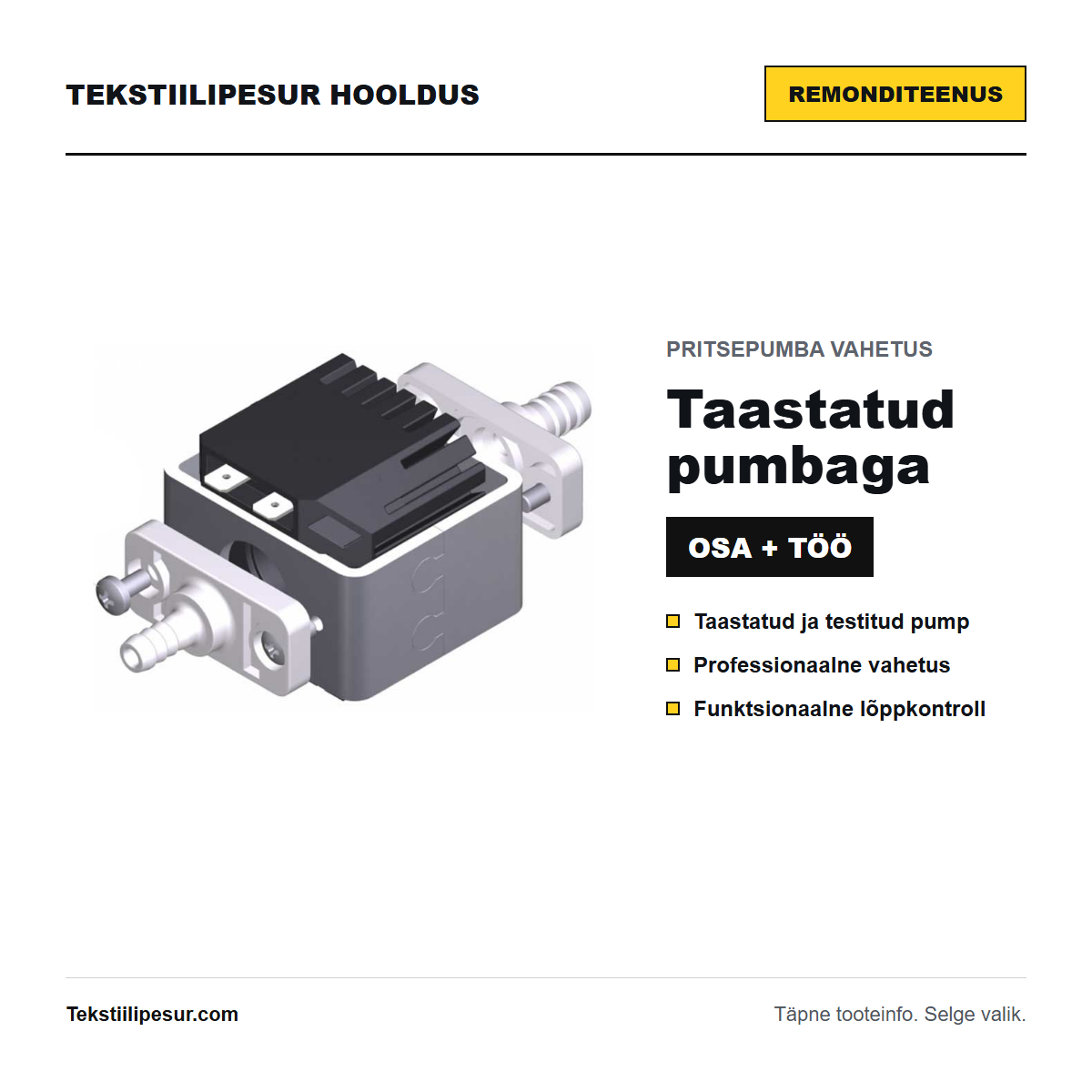 Kärcher Puzzi pritsepumba vahetus taastatud pumbaga, ülevaade