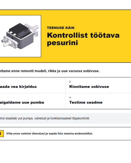 Kärcher Puzzi pritsepumba vahetus uue pumbaga, detailid