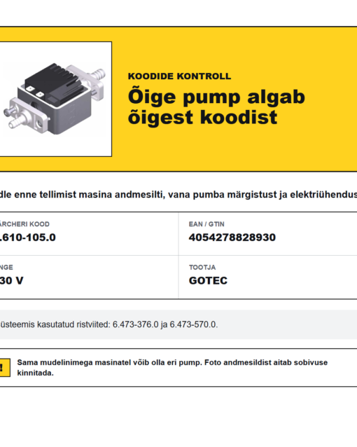 Kärcher Puzzi 8/1 C pritsepump 230 V, 4.610-105.0, detailid