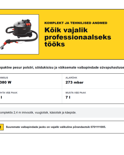 Würth SEG 10 Compact tekstiilipesur, detailid