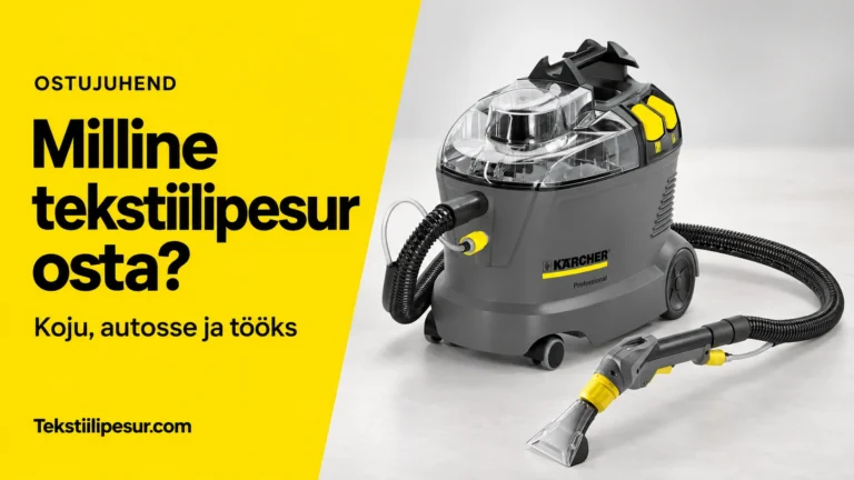 Kärcher Puzzi tekstiilipesur koos mööbliotsikuga ostujuhendi kaanepildil